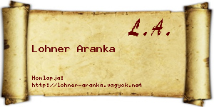 Lohner Aranka névjegykártya